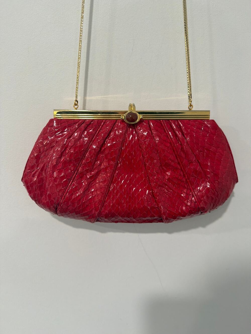 Vintage 1960's Judith Leiber Snakeskin Purse Red